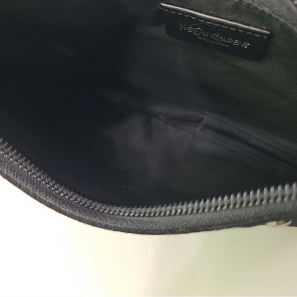 YSL Yves Saint Laurent Suede Patent Leather Demi Pouchette Pochette Baguette Bag - Picture 10 of 16